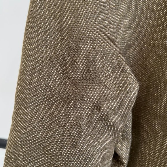 Erin Snow Shimmer Gold Metallic Green Jacket With Suede Leather Trim M - Picture 8 of 15